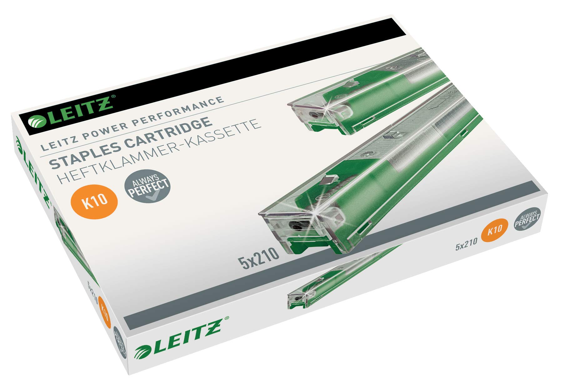 Leitz 55930000 K10 Power Performance Stapler Cartridge, Strong Steel, 1050 Staples, Length 10 mm, 55 Sheet Capacity