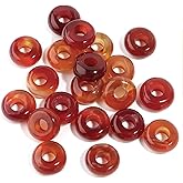 THEDAYEE 20pcs Natural Large Hole Gemstone Beads for Jewelry Making, Red Carnelian Rondelle Stone Big Hole 6mm Loose Spacer Beads for Beading Bracelets Macrame Hair Braids (8x14mm)