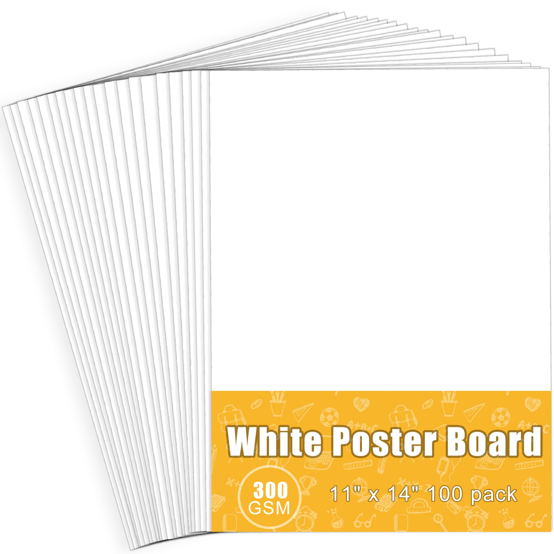 Photo 1 of 100 Pack Poster Board White Poster Paper Bulk 11" x 14", 300Gsm Thickness Vision Boards Smart Poster Board for Arts Craft Projects Presentations Drawing