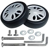 Rhinenet Replacement Luggage Suitcase Wheels OD 50mm Repair Kit Parts Axles | Rubber Metal 360 Swivel Caster Wheels Bearings Tools Wear-Resistant Mute Flexible Set of (2) Wheels 50mm x 15mm x 6mm