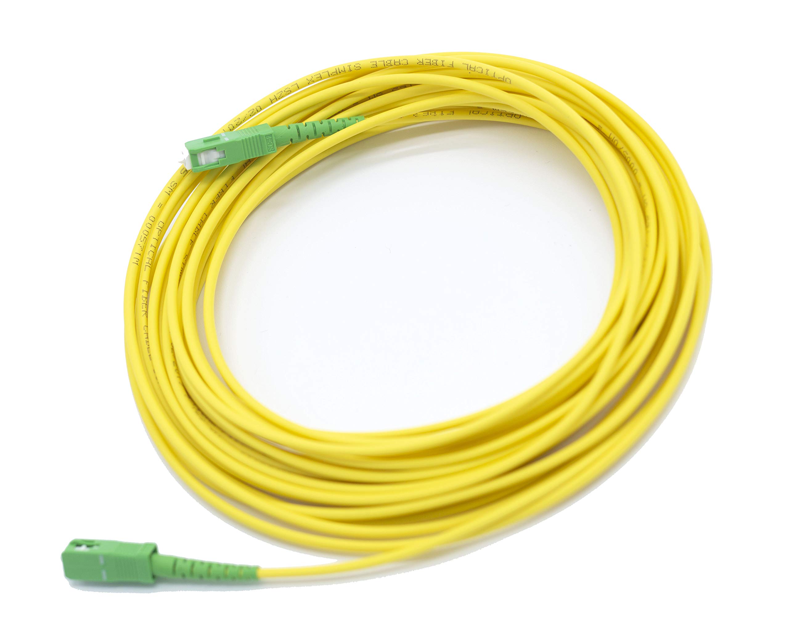 PRENDELUZ Universal Fiber Optic Cable Yellow – SC/APC to SC/APC Single-Mode Simplex 9/125, Compatible with Orange, Movistar, Vodafone, Jazztel and all others. 20 m