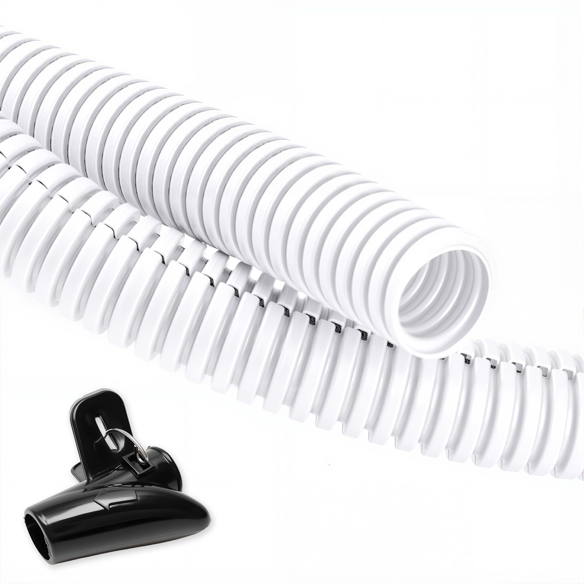 Split Wire Loom Tubing 6m x 12mm – Flexible Corrugated Conduit for Auto & Electrical | Durable PE Plastic Cover for Wires & Cables | Easy Split Design – White — image 1