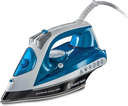 Russell Hobbs Supreme Steam Pro - Plancha de Ropa de Vapor (2600 W, Suela de Cerámica, Azul y Blanco) - ref. 23971-56: Amazon.es: Hogar