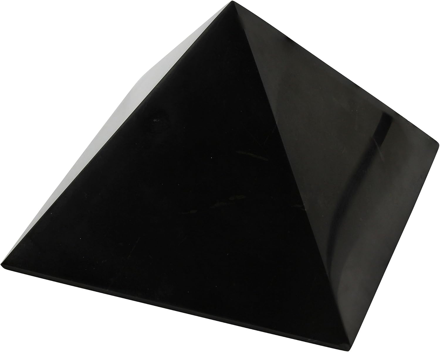 Heka Naturals Polished Shungite Pyramid Black Stone Crystal, 8 cm