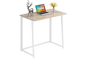 4NM 31.5" Folding Desk, Simple Assembly Computer Desk Study Writing Table for Small Space Offices/Home - Natural and White