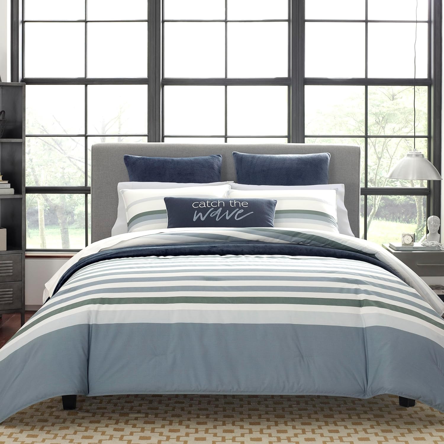 Photo 1 of Nautica - Twin Duvet Cover Set, Cotton Reversible Bedding with Matching Sham, Home Decor for All Season (Lansier Grey, Twin)