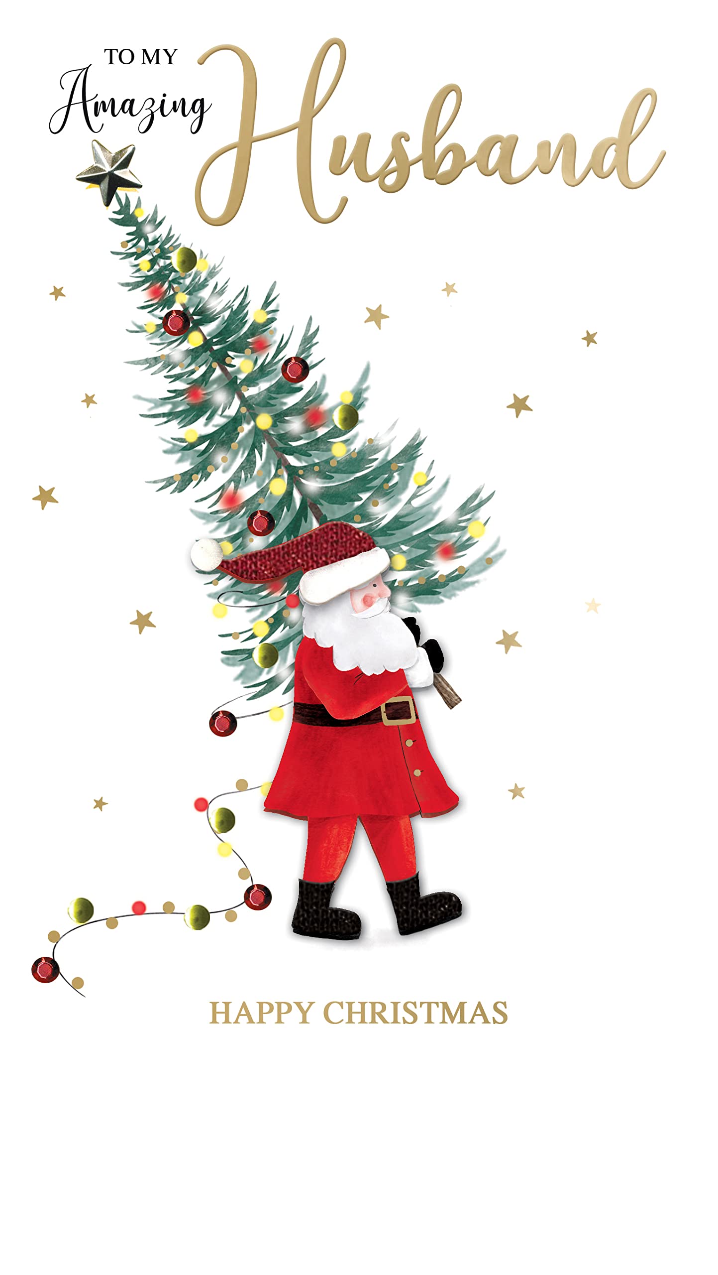 Amazing Husband Santa Embellished Christmas Card Hand-Finished Champagne Cards XCDC381