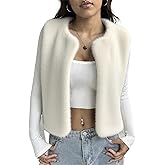 ASANDY Women Winter Vest Warm Coat Faux Fur Vest Furry Fluffy Classic Furry Sleeveless Outwear Casual Slim Overcoat