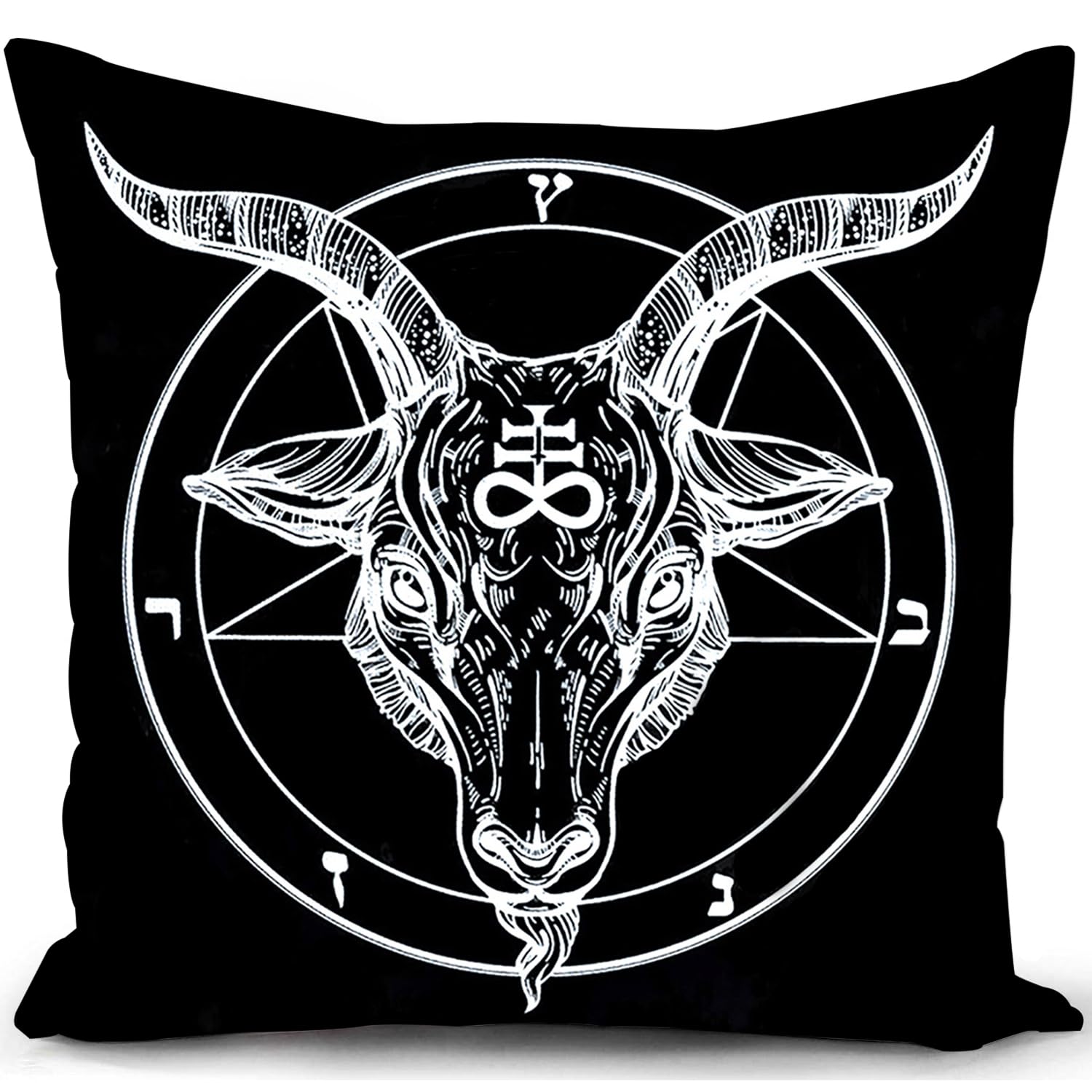 KUNQIAN Gothic Cushion Cover Witchy Goat Grunge Room Decor Black Pillow Cover Gift for Women Men Gothic Home Decorations Throw Case Livingroom Beddingroom Couch Sofa 18"x18"(45x45cm)