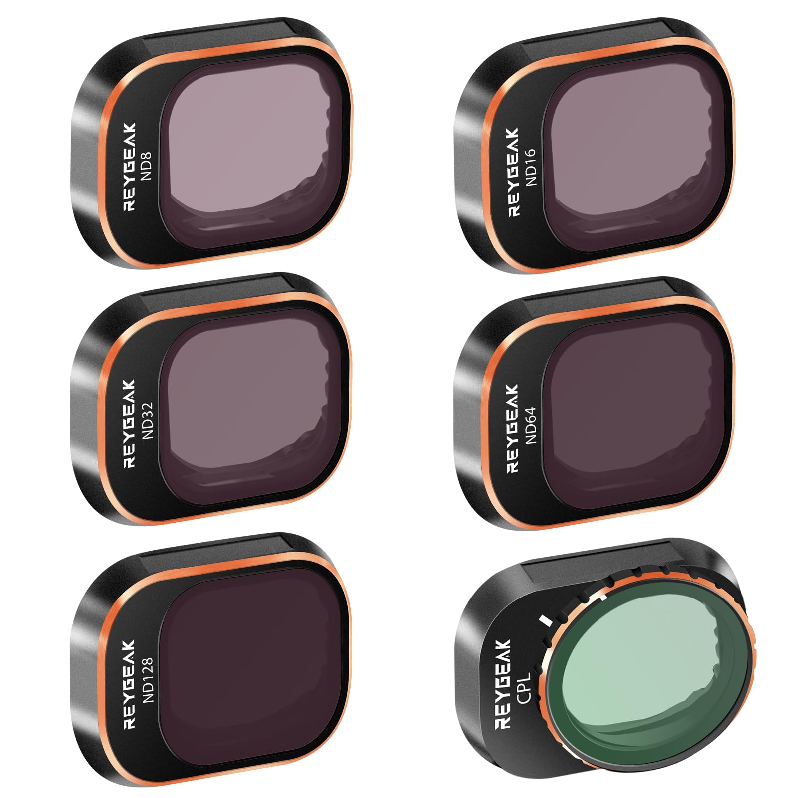 REYGEAK Lens Filter Set for DJI Mini 4 Pro, Multi-layer Coating with Neutral Density Filter ND8 ND16 ND32 ND64 ND128, Aluminum Alloy Frame 6 Pack