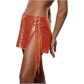 Floerns Women's Sparkly Sequin Mini Skirt Low Rise Tie Side Disco Party Skirts