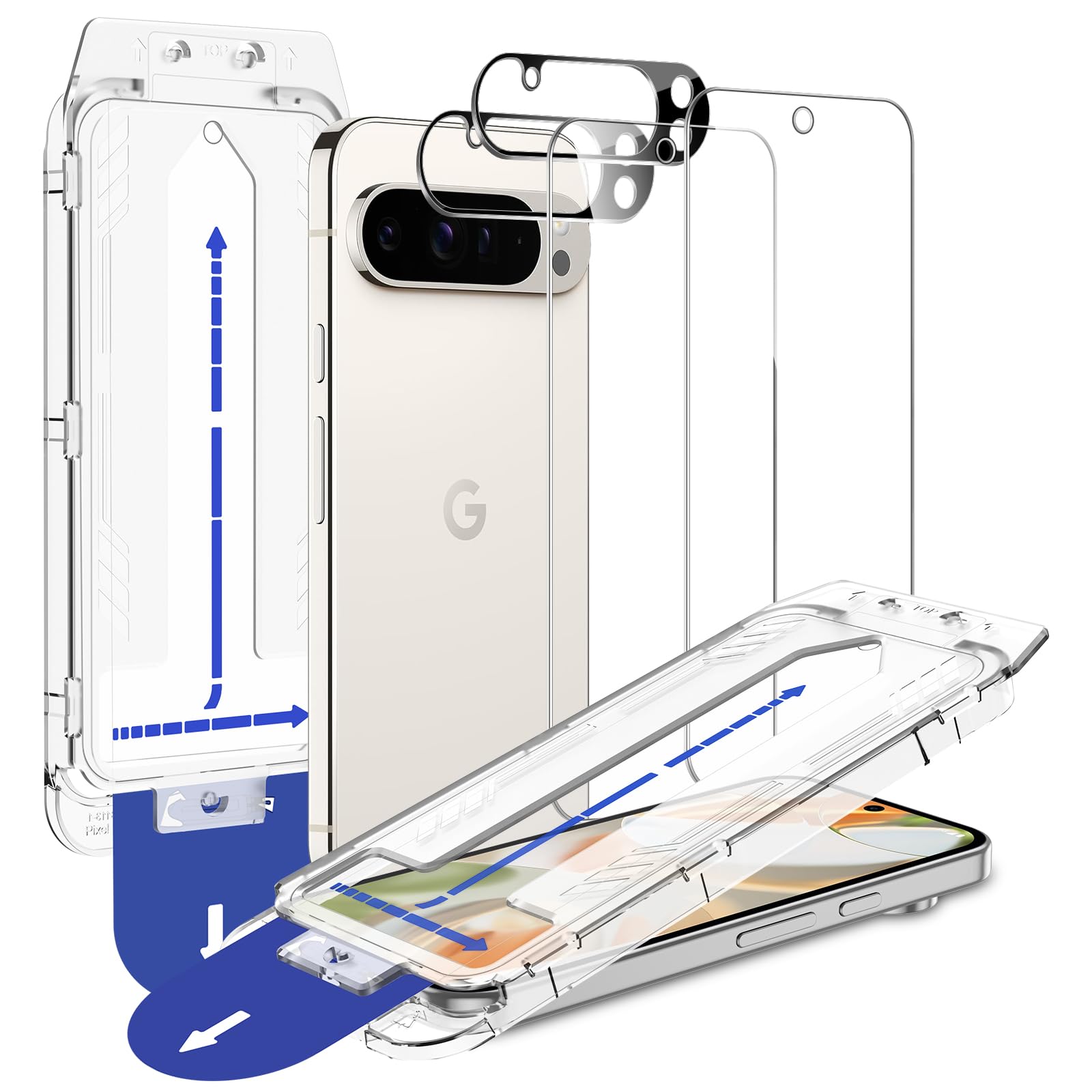Photo 1 of SPARIN Screen Protector for Google Pixel 9 Pro XL 6.8 Inches, [2+2 Pack] Pixel 9 Pro XL Tempered Glass, Easy Installation with Auto Alignment Frame, Bubble-Free/Case Friendly