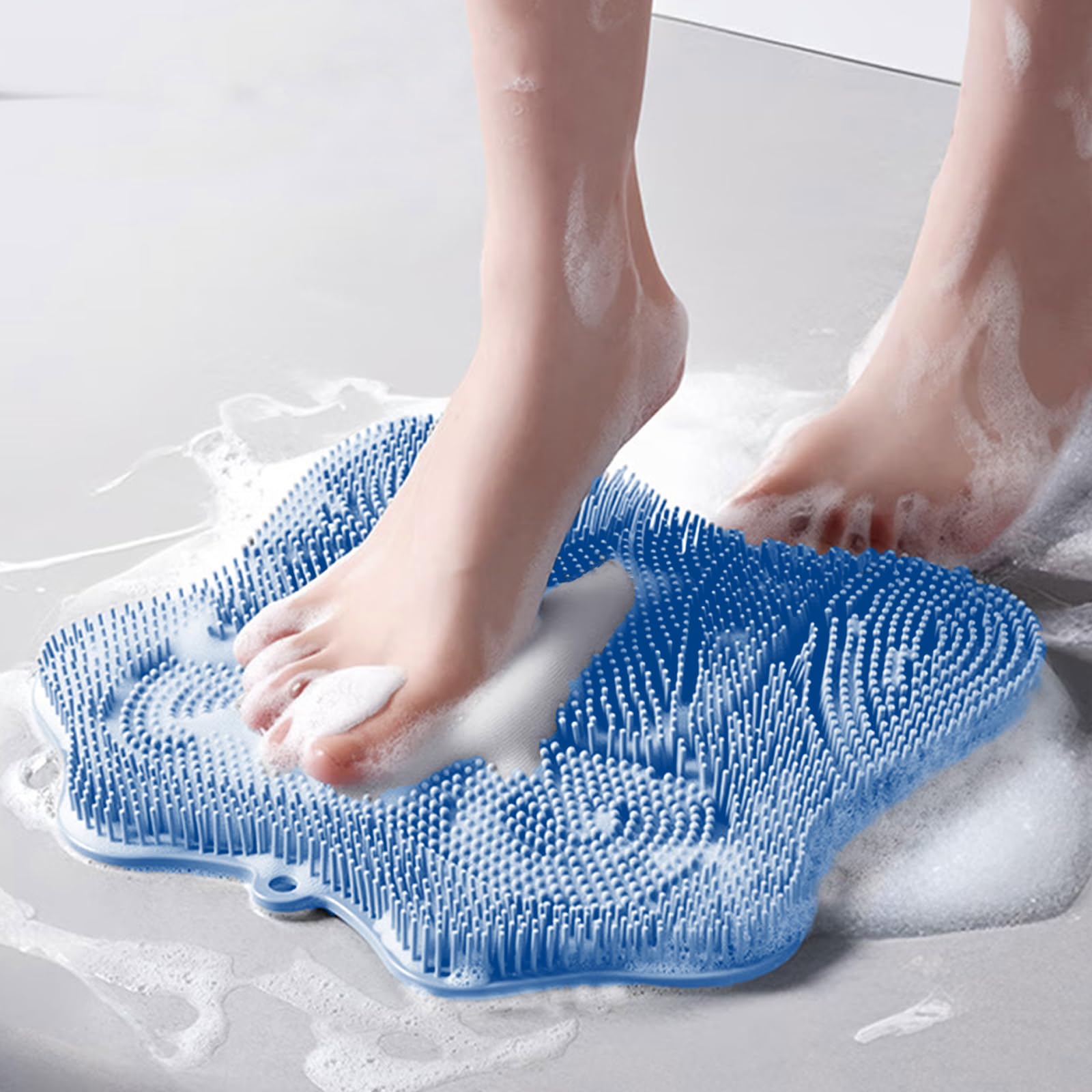 Photo 1 of Easkite Shower Foot Scrubber, Shower Foot and Back Scrubber with Suction Cups, Shower Silicone Foot Washer for Exfoliating Massage?Blue?