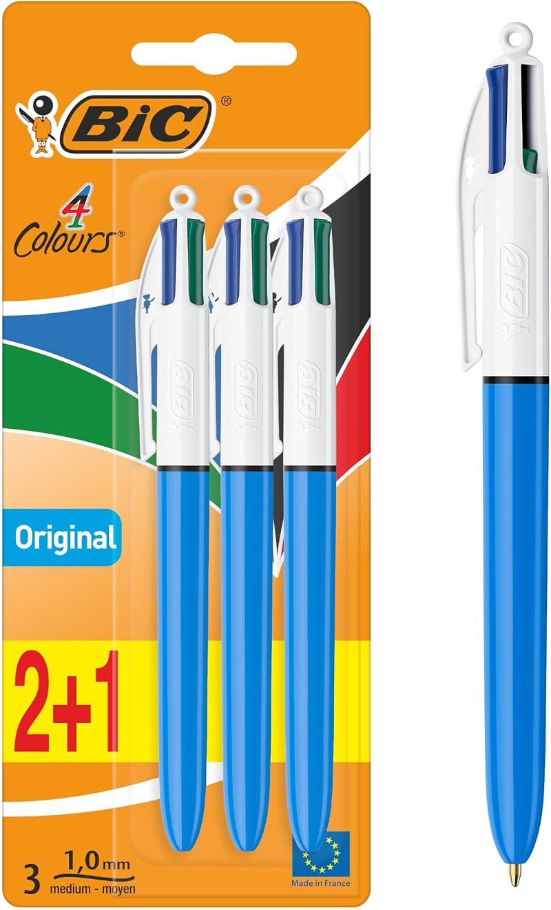 BIC 4 Colours Pens Multicolour Retractable Pack of 3