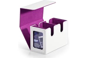 Infinity Guard MTG Deck Box with 2 Commander Display, Double Deck Box for 280+ Single Sleeved Cards, Leather Magnetic Card Storage Box Fits for TCG CCG Magic Cards (White&Purple)