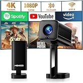 Mini Projector 1920*1280P HD Smart Projector with Wifi and BT Built-in App | 2026 Upgraded 4K Projector with Auto Focus &amp;Keystone Correction Mini Projector Compatible with HDMI/TV Stick/Laptop/USB,Black