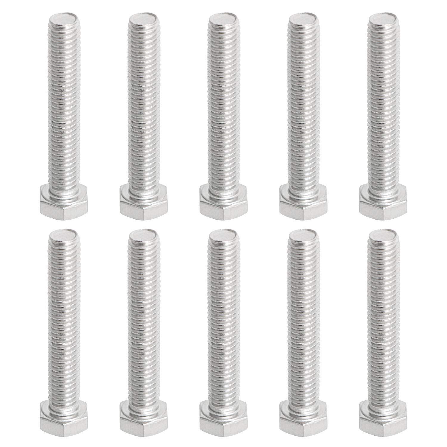 Aopin M5 x 50mm Hex Head Bolts Screws Grade 5.8 Stainless Steel, Fasteners Fully Machine Threaded SUS304 10 Pcs
