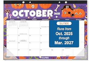 SUNEE Desk Calendar 2025-2026, 18 Months from Oct. 2025 to Mar. 2027, 17"x12" Academic 2026 Calendar for Home, School, or Office Desk Top Organizing, Seasons Color Monthy Calendar 2026