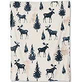 ainori Rustic Moose Flannel Blanket - Majestic Wildlife Pine Tree Throw,Gifts for Kids Teens & Nature Lovers,Ultra Soft & Warm,Lightweight, for Couch Bedroom Living Room Cabin Decor 50x60in