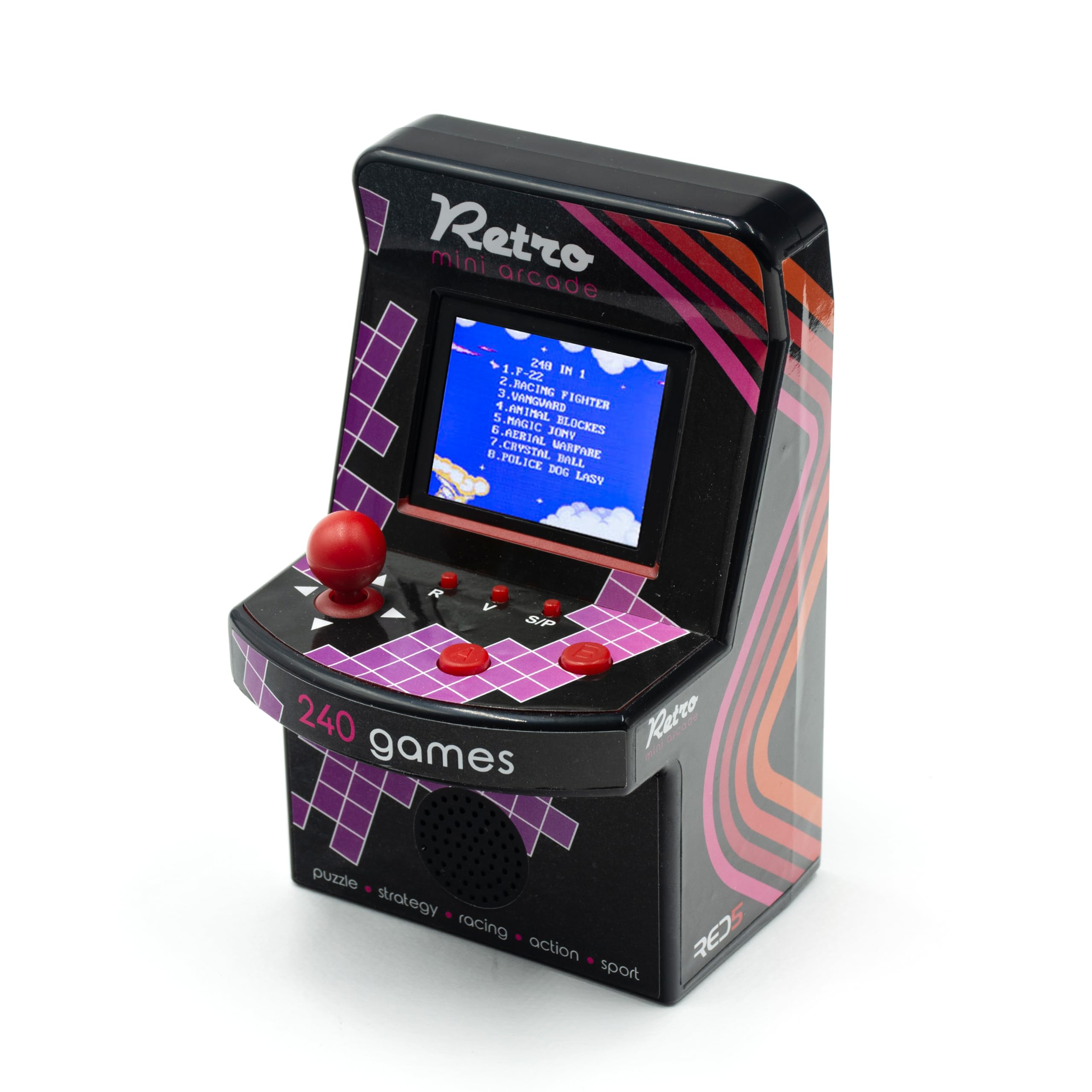 RED5 Retro Mini Arcade 240 Inbuilt 8-Bit Style Electronic Games Desktop Machine
