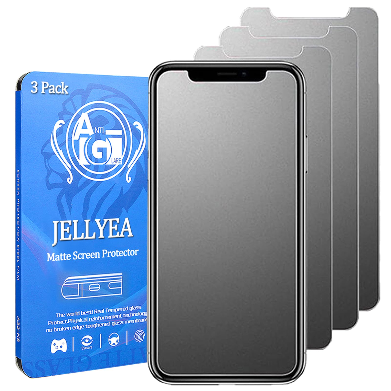 JELLYEA Matte Screen Protector for iPhone 11 / iPhone XR (3 Pack) Matte Tempered Glass Anti-Glare Anti-Fingerprint Anti-Scratch Case Friendly Bubble Free for Apple iPhone XR/11.6.1"