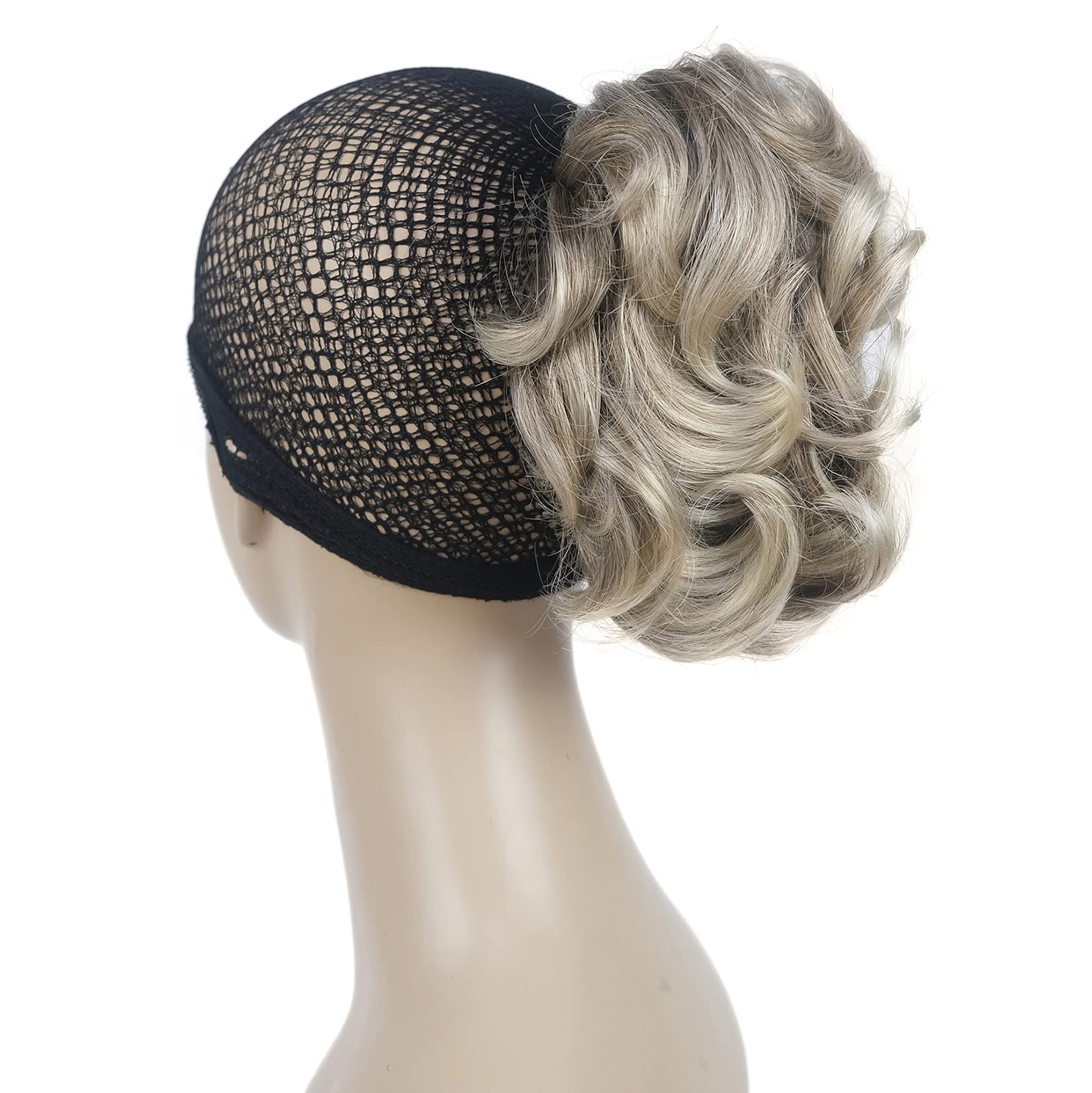 Lydell Short Ponytail Hair Extensions Wavy Curly Synthetic Hairpiece with Jaw Claw (230T)