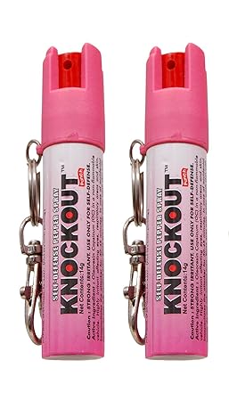 Knockout Punch Strong Conc Pepper Spray with Key Ring and Safety Lock for Women -Pack of 2