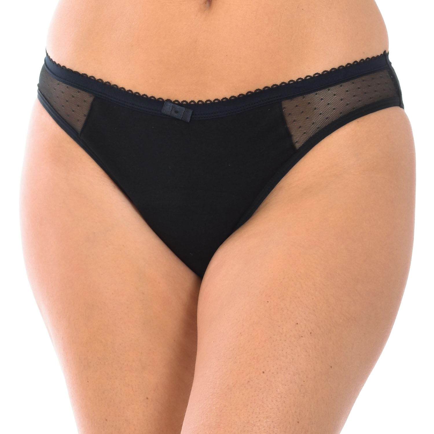 DIM Women's Organic Cotton Menstrual Medium Flow Dim Protect x1 Brief, Black, L