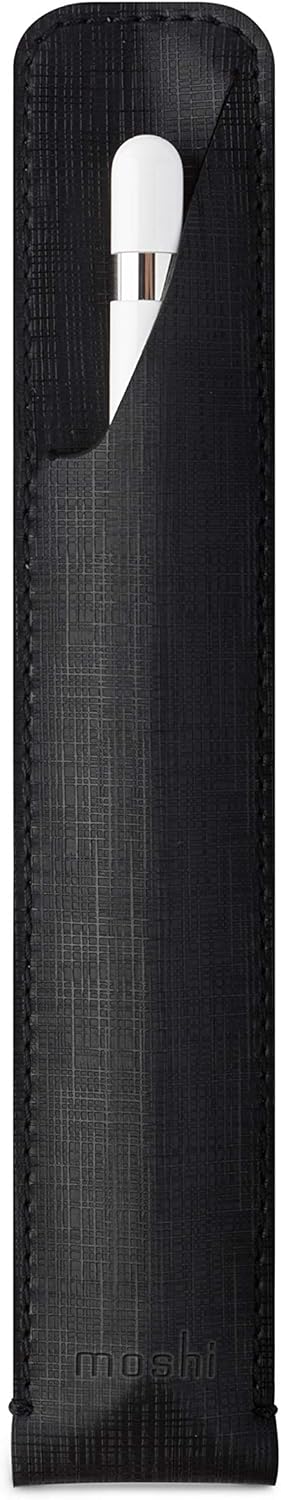 Moshi Magnet Vegan Leather Case for iPad Pencil, Ultra-Slim, Microfiber Lining, Attaches to Moshi’s VersaCover Case, Scratch Protection, Metro Black