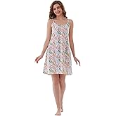 Keytime Nightgowns for Women, Women's Sleepwear Lightweight Cotton Nightdress, Crew Neck Sleepshirt Sleeveless Loose Fit