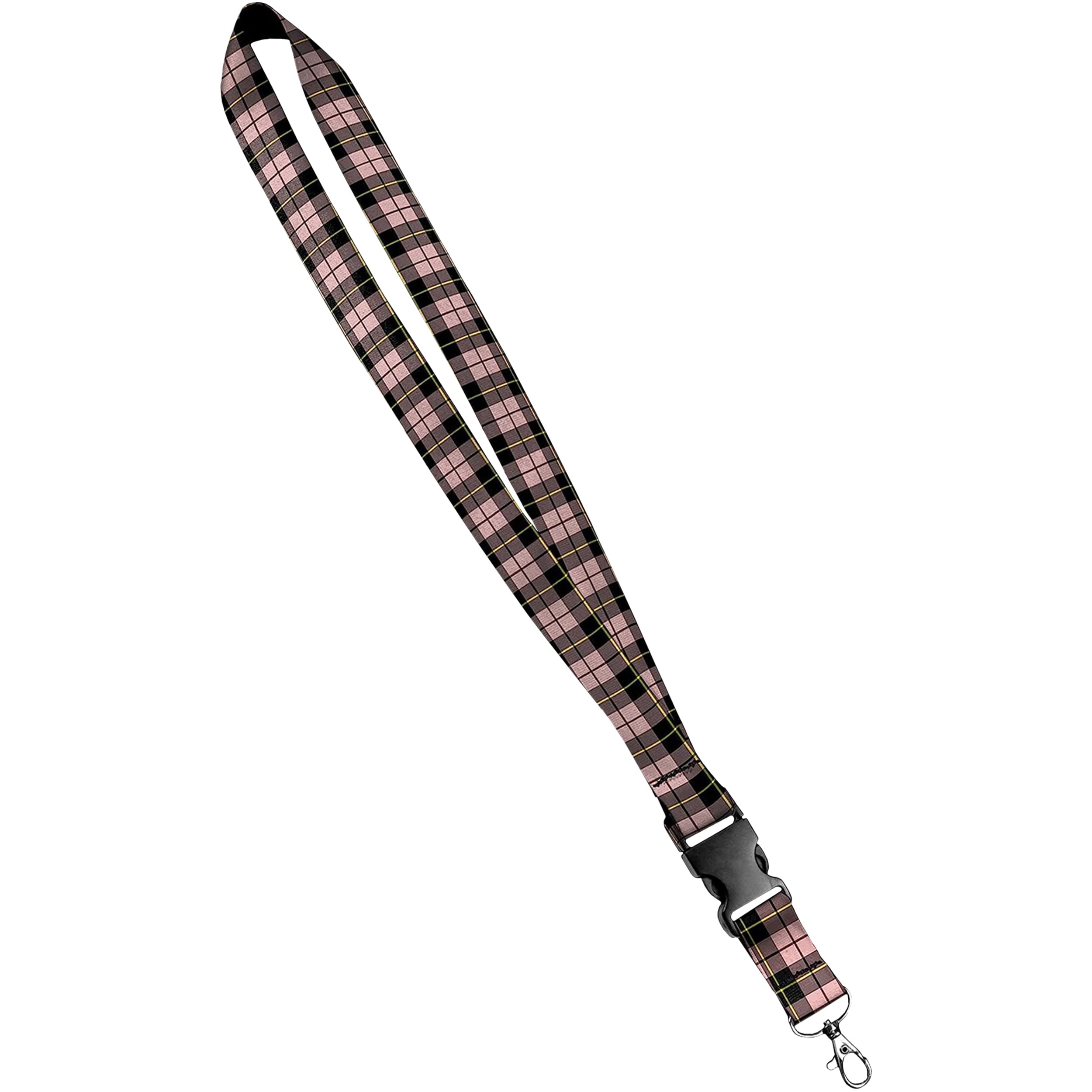 Moose Pet Wear Fashionable Lanyard - Satin Keychain Necklace, ID Badge Holder โ 3/4 Inch, Pink Plaid Tartan โ image 1