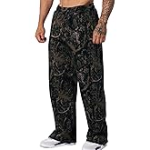 Eutten Mens Baggy Camo Sweatpants Open Bottom Elastic Waisted Wide Leg Fleece Joggers Loose Sweat Pants wtih Pockets