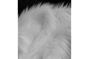 Bianna Creations Faux Fur Piece, Square Rectangle Swatch, Luxury Shag Shaggy Fabric, DIY Craft Fur (White, 12x12 inches)