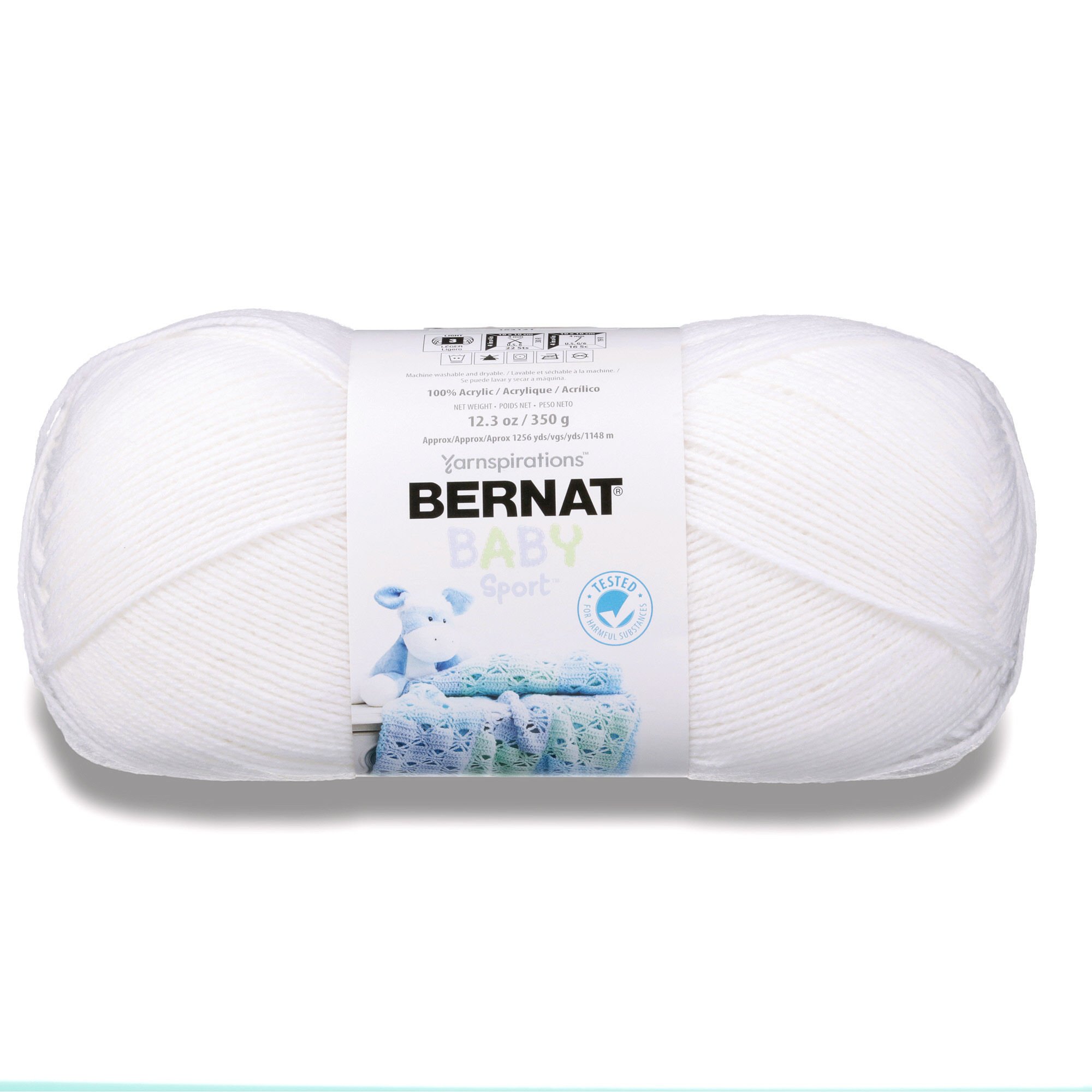 Bernat 16312121005 Big Ball Baby Solid Yarn - (3) Light Gauge 100% Acrylic - 12.3 oz - White - Machine Wash & Dry , Baby White