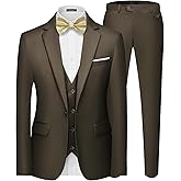 MAGE MALE Men's 3 Pieces Suit Elegant Solid One Button Slim Fit Single Breasted Party Blazer Vest Pants Set