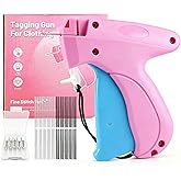Handheld Stitch Tag Gun for Clothes, Quick Clothing Fixer, Tagging, Sewing Kit Includes 6 Needle, 1000 Black Fasteners & 1000 White Fasteners, Pink Blue