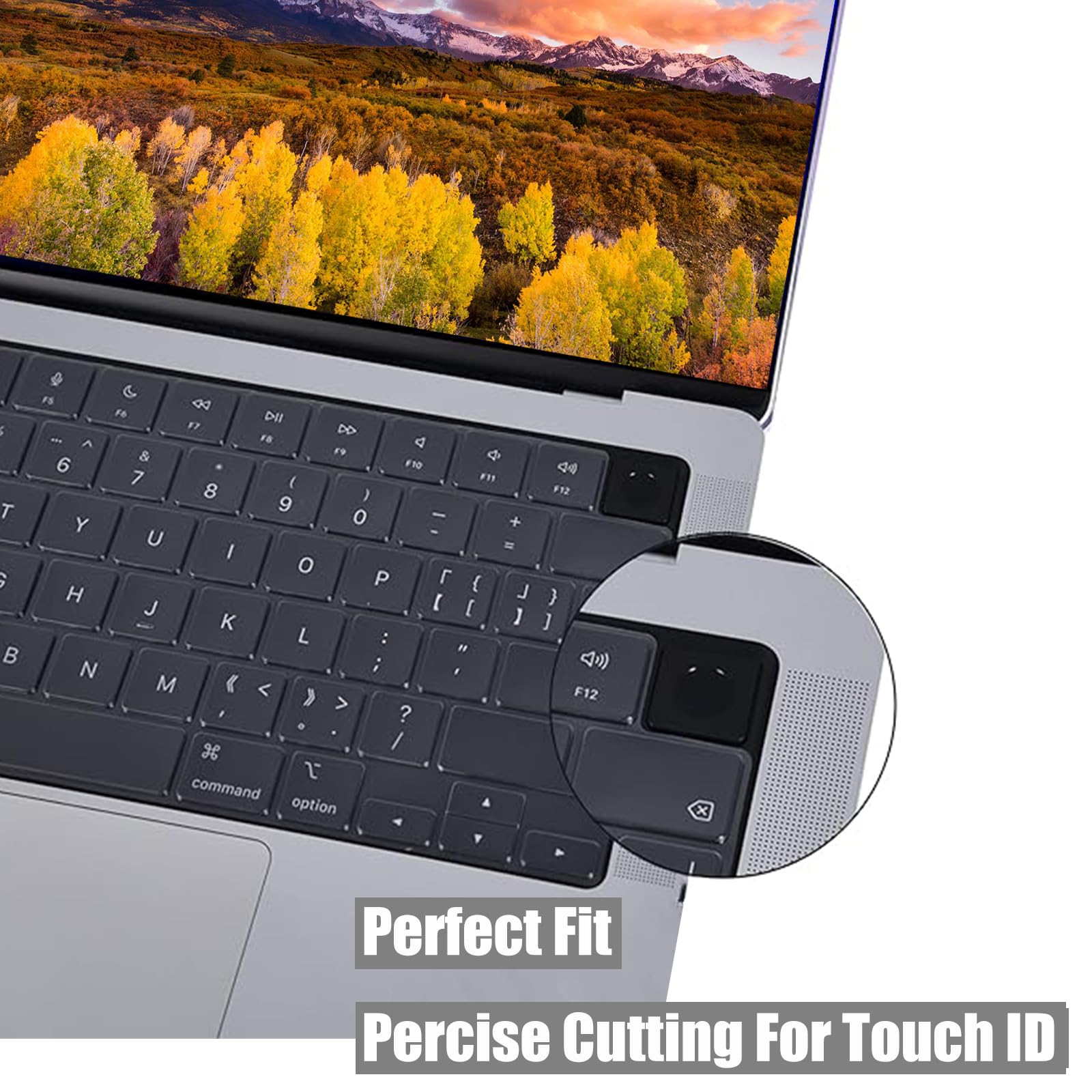 Ultra dünn Tastaturschutz für 2022 2023 2024 A3114 A3113 15 Zoll MacBook Air 13.6 Zoll M2 M3 2022-2024 MacBook pro 14 Zoll 16 Zoll M1 Pro M2 Max 2021 2022 2023 mit Touch ID, EU Tastaturlayout,TPU Klar