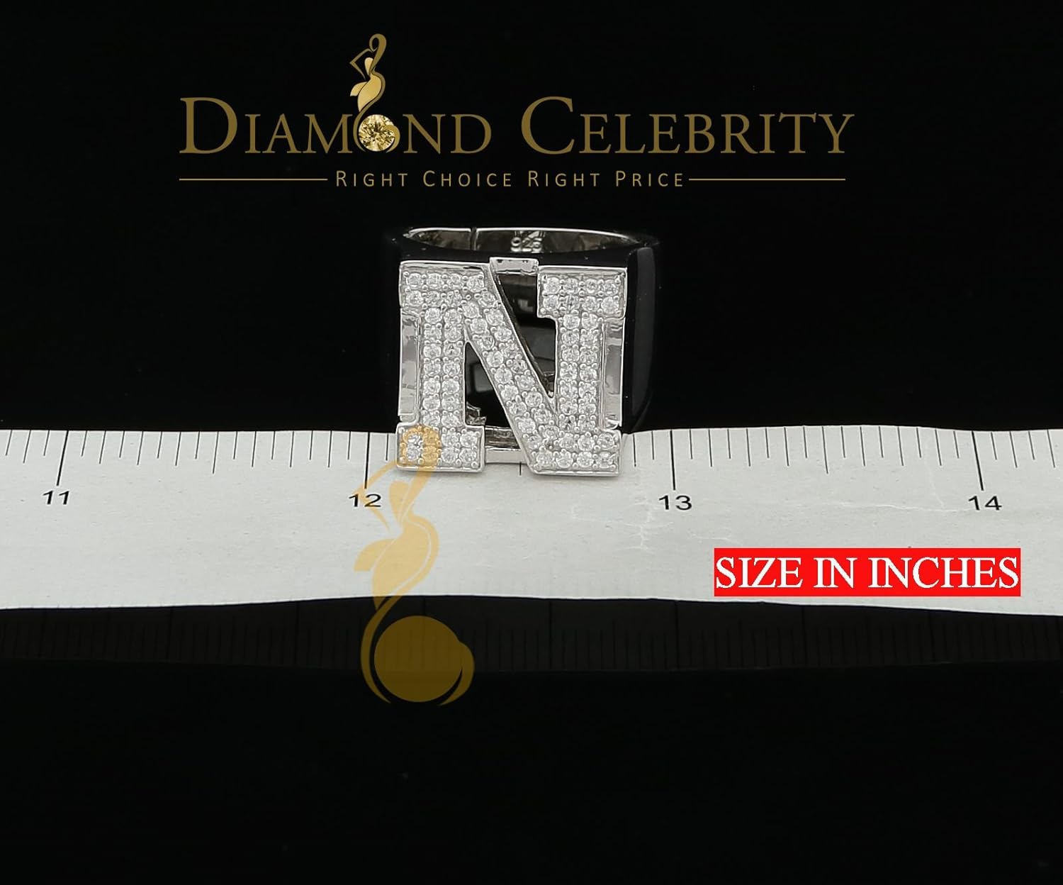 New Branded 10k White Gold Finish Alphabet N Mens Silver Adjustable Ring Size From 9 To 12 With Lab Created Diamonds Incentive Promotionals Www Flexiforce Com