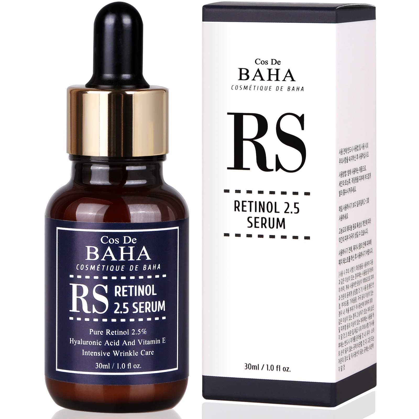 Cos De BAHA Retinol 2.5% Serum 30ml with Vitamin E - Helps Reduce Appearance of Wrinkles, Fine Lines