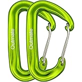 Outmate 12kN 3.2"x2" Heavy-Duty Carabiner Clips - Durable, Lightweight Aluminum Alloy Carabiners for Hiking, Camping, Keychains, Dog Leashes, Hammocks & More