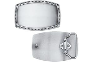 WEBEEDY Antique Silver DIY Blank Belt Buckle Vintage Western Blank Custom Belt Buckle Replacement for Women Men Custom Engrav