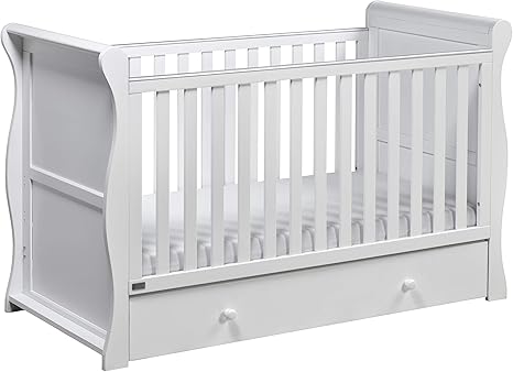 white cot bed with drawer