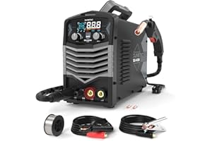 Sunstac MIG Welder, 140A 110V Flux Core/Stick/Lift TIG 3 in 1 MIG Welding Machine, Gasless MIG with IGBT Inverter Synergic Control, Digital Screen Display, Over Loading Protection Beginner Friendly
