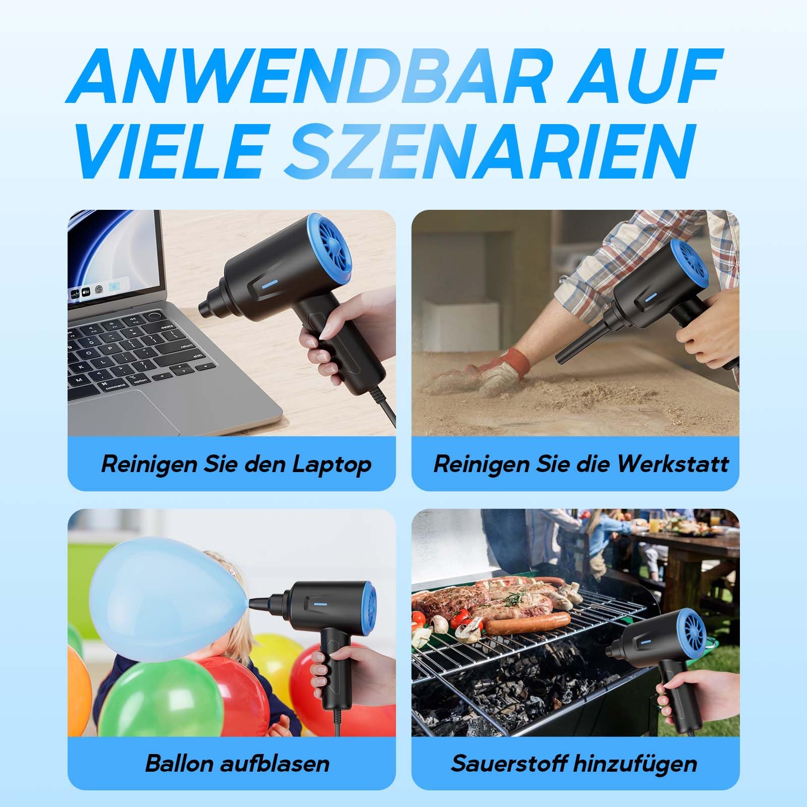 Elektrische Staubgebläse - 500W Druckluft - 5.74 oz Compressed Air - PC Reinigungsset für Laptop - Tastatur - Auto - Bürogeräte 5