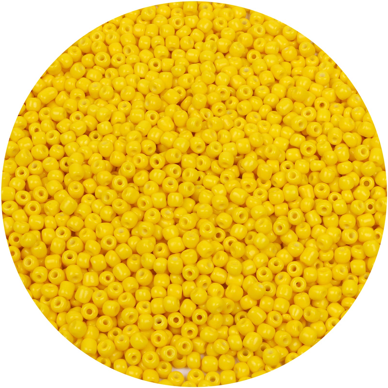 Photo 1 of 1300 Pieces Glass Seed Beads Bulk, CCOZN 4mm 6/0 Glass Beads Bulk Mini Spacer Beads Loose Beads Small Opaque Beads for Jewelry Making Beads for DIY Craft Bracelet (Yellow)