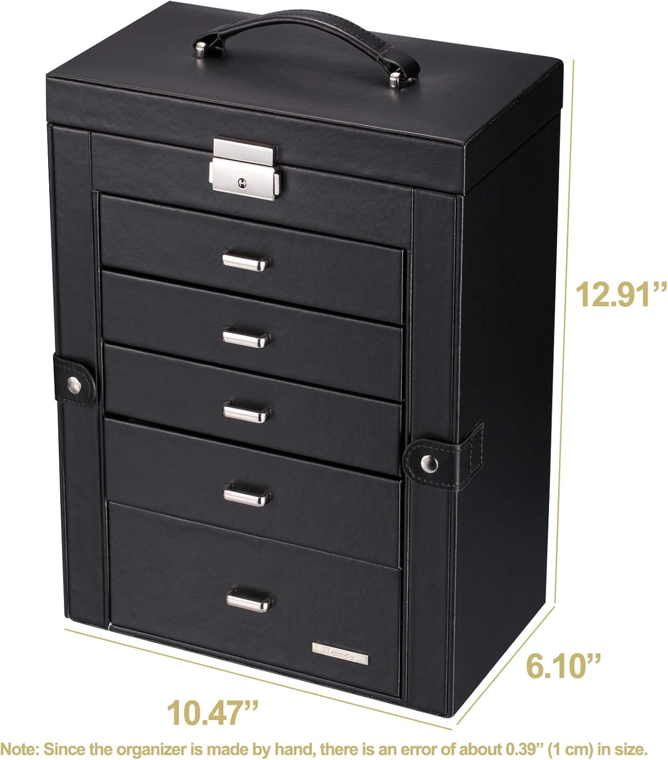 Homde 2 in 1 Huge Jewelry Box/Organizer/Case Faux Leather with Small Travel Case, Gift for Girls or Women (Black): Home Improvement