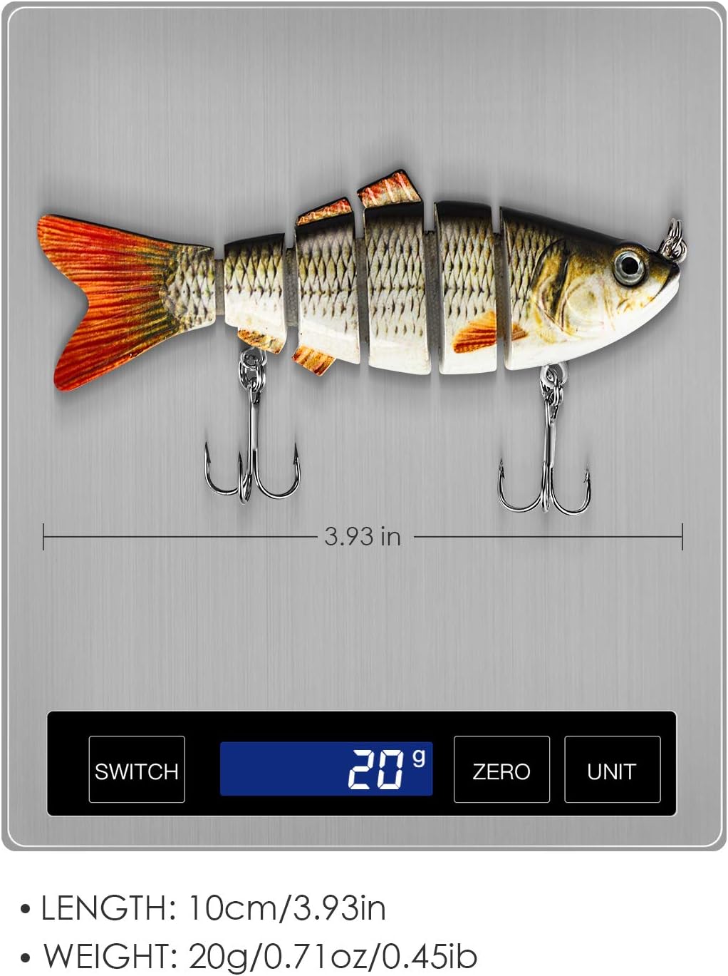 CharmYee Bass Fishing Lure Topwater Bass Lures Fishing Lures Multi Jointed Swimbait Lifelike Hard Bait Trout Perch Pack of 3 : Sports & Outdoors