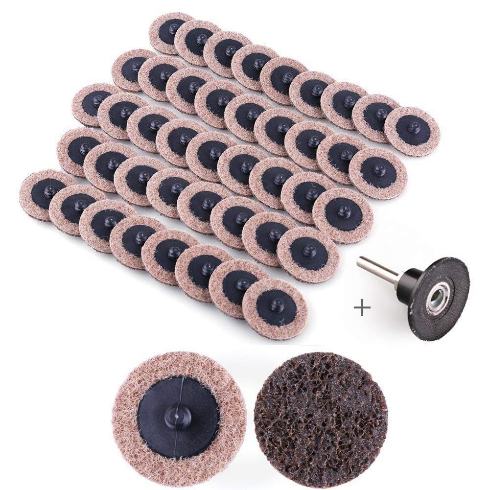 2 Inch Sanding Discs by LotFancy - 45PCS Coarse Roll Lock Surface Conditioning Discs, R-Type Quick Change Disc with Disc Pad Holder