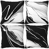 HOSTECCO Black and White Throw Pillow Covers 18x18 inch Set of 4 Marble Abstract Pillow Cases Modern Decorative Cushion Covers for Sofa Couch Office Car