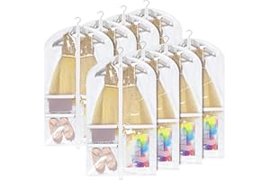 KEEGH Dance Costume Bags Garment Bag 40 Inch Hanging Clothes for Dance Competitions, with 3 Medium Clear Zipper Pockets for D
